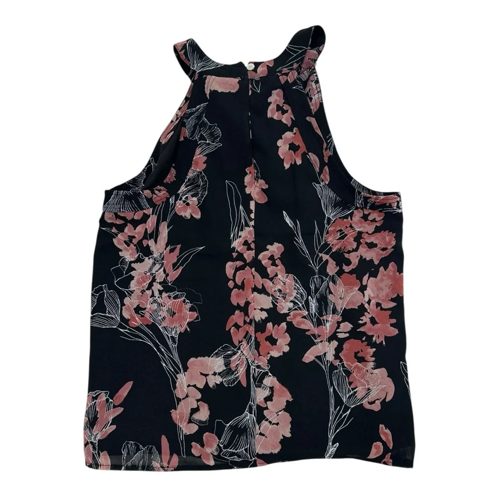 A new day Sleeveless Black Floral Blouse High Neck - Size Small - Picture 4 of 4